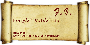 Forgó Valéria névjegykártya
